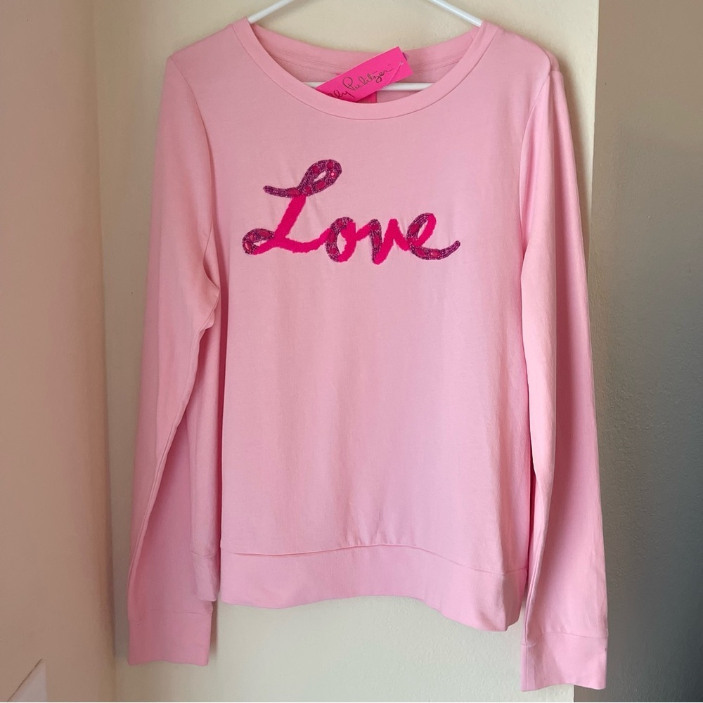Lilly Pulitzer Rami Sweatshirt Pink Love Graphic Size L